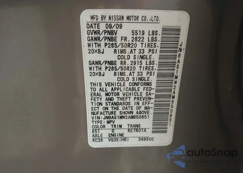 2010 Infiniti Fx35 from USA, damaged, VIN JN8AS1MW2AM850651